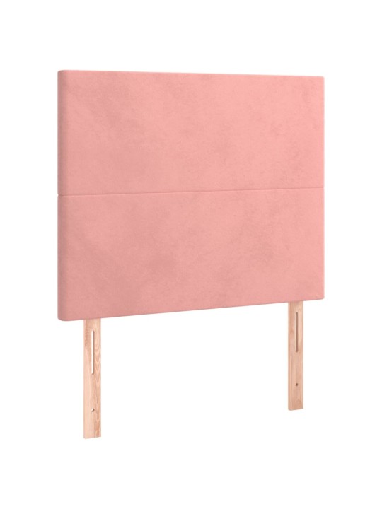 Box spring postel s matrací a LED růžová 90x200 cm samet