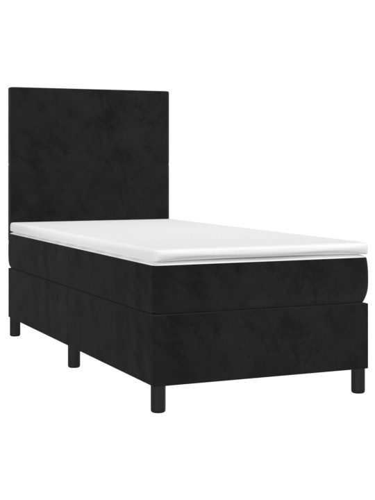 Box spring postel s matrací a LED černá 100x200 cm samet