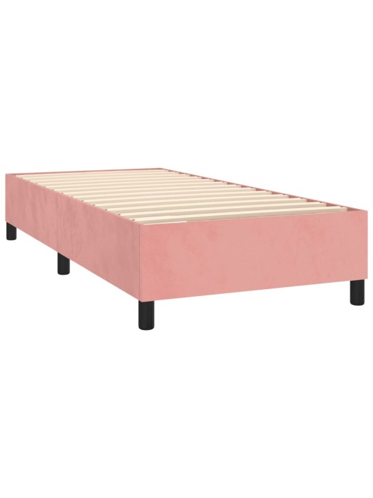 Box spring postel s matrací a LED růžová 100x200 cm samet