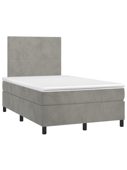 Box spring postel s matrací a LED světle šedá 120x200 cm samet