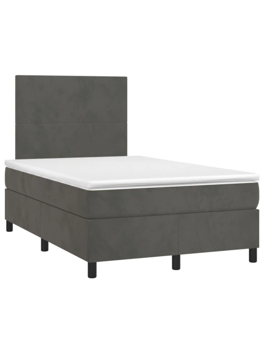 Box spring postel s matrací a LED tmavě šedá 120x200 cm samet