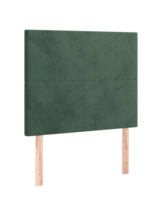 Box spring postel s matrací a led tmavě zelená 120x200 cm samet