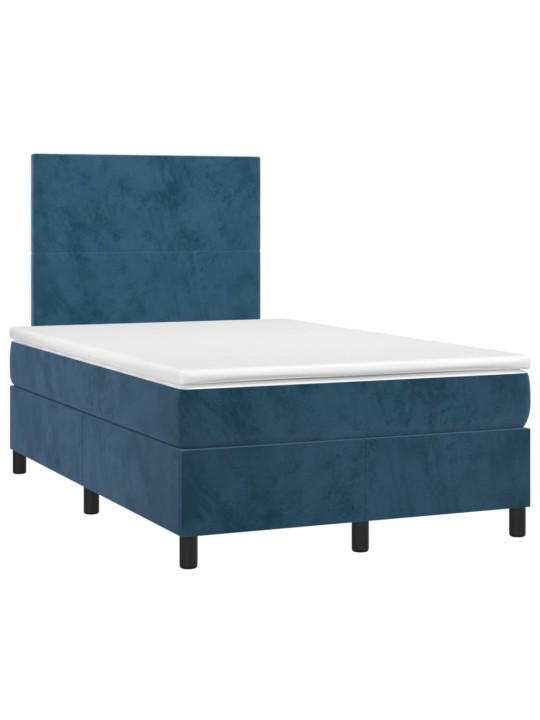 Box spring postel s matrací a LED tmavě modrá 120x200 cm samet