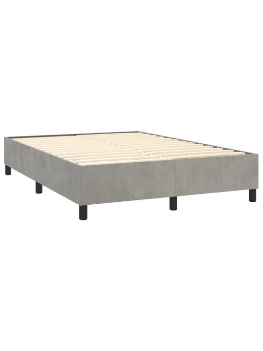 Box spring postel s matrací a LED světle šedá 140x190 cm samet
