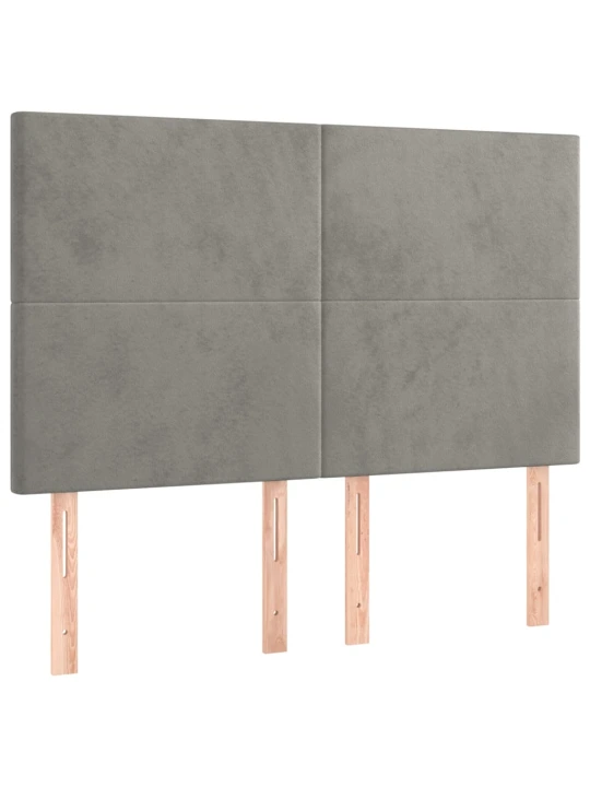 Box spring postel s matrací a LED světle šedá 140x190 cm samet