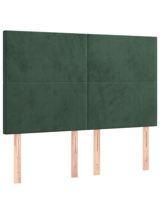 Box spring postel s matrací a led tmavě zelená 140x190 cm samet