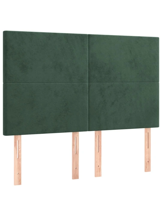 Box spring postel s matrací a led tmavě zelená 140x190 cm samet