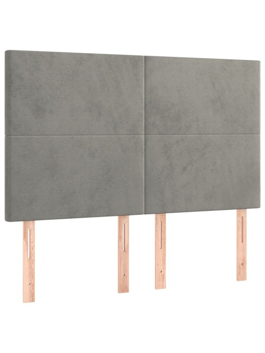 Box spring postel s matrací a LED světle šedá 140x200 cm samet