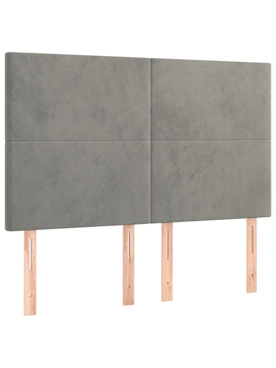 Box spring postel s matrací a LED světle šedá 140x200 cm samet
