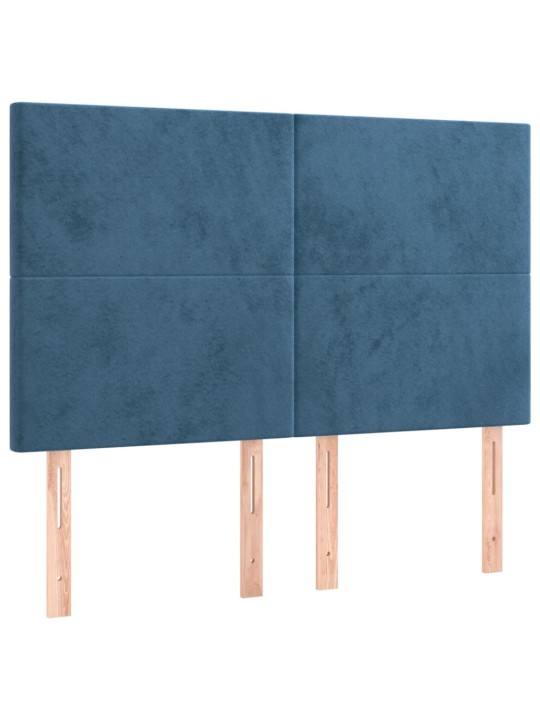 Box spring postel s matrací a LED tmavě modrá 140x200 cm samet