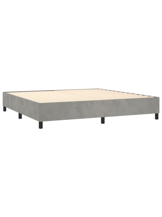 Box spring postel s matrací a LED světle šedá 200x200 cm samet