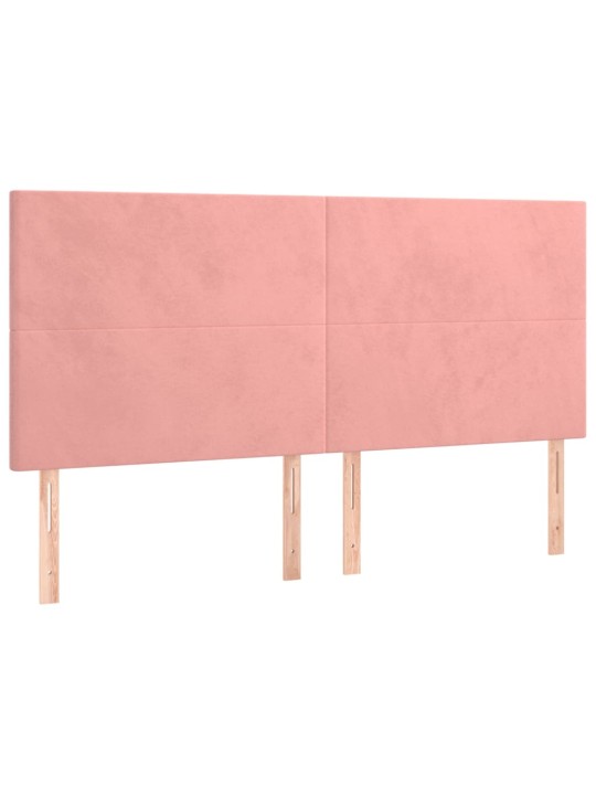 Box spring postel s matrací a LED růžová 200x200 cm samet