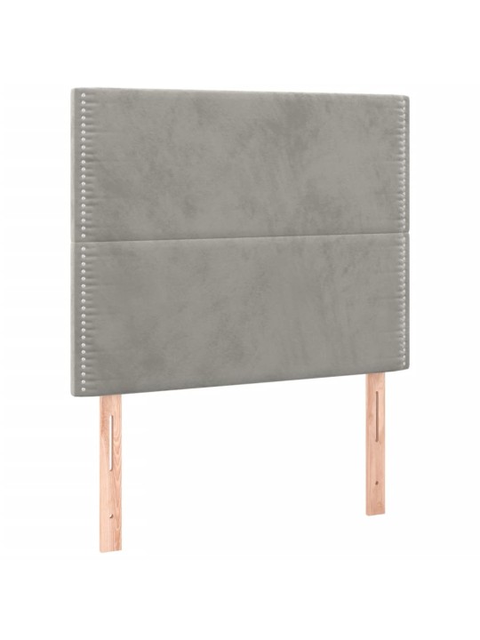 Box spring postel s matrací a LED světle šedá 90x190 cm samet