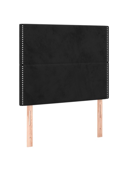 Box spring postel s matrací a LED černá 100x200 cm samet