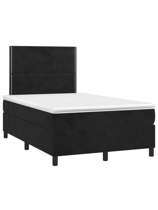 Box spring postel s matrací a LED černá 120x200 cm samet