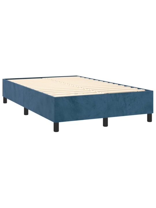 Box spring postel s matrací a LED tmavě modrá 120x200 cm samet