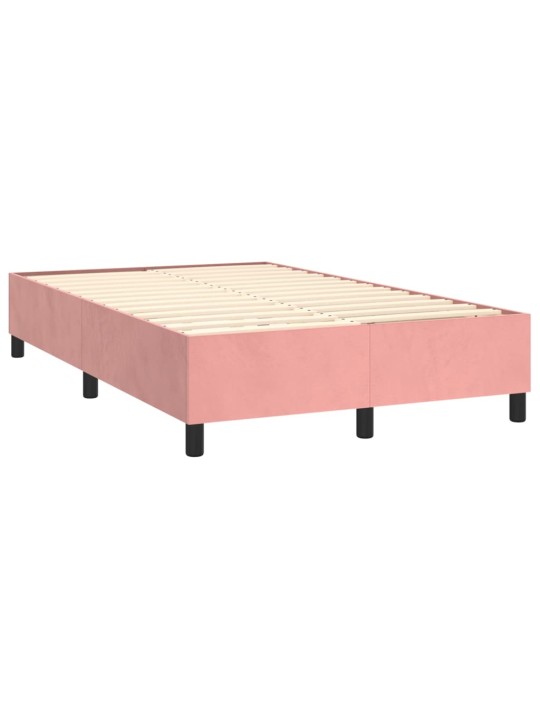 Box spring postel s matrací a LED růžová 120x200 cm samet