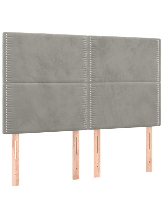 Box spring postel s matrací a LED světle šedá 140x190 cm samet