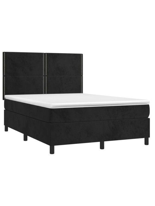 Box spring postel s matrací a LED černá 140x190 cm samet
