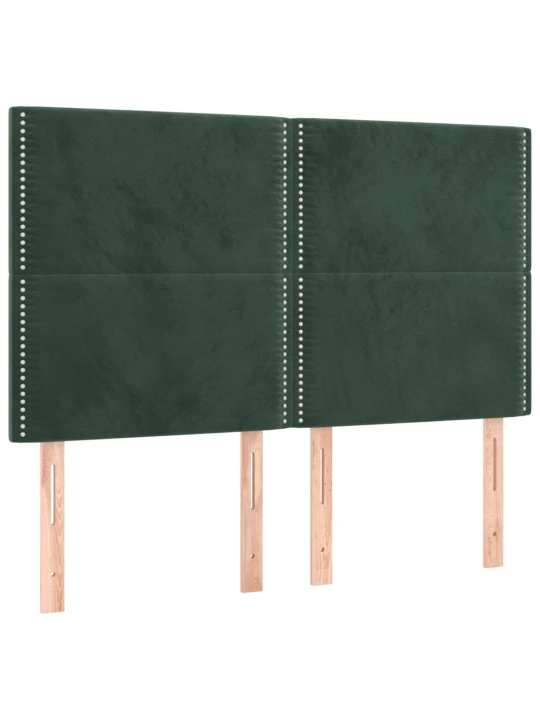 Box spring postel s matrací a LED tmavě zelená 140x200 cm samet