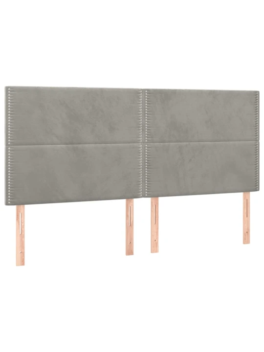 Box spring postel s matrací a LED světle šedá 160x200 cm samet