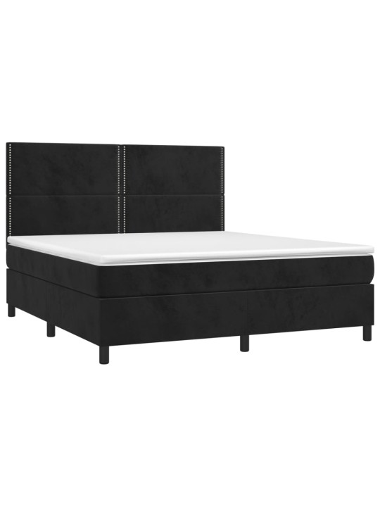 Box spring postel s matrací a LED černá 160x200 cm samet