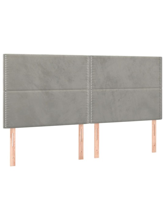 Box spring postel s matrací a LED světle šedá 180x200 cm samet
