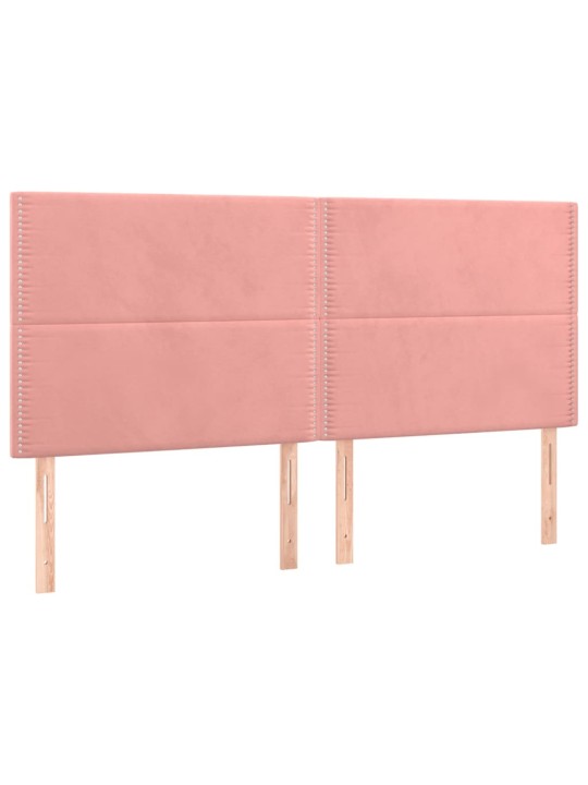 Box spring postel s matrací a LED růžová 180x200 cm samet