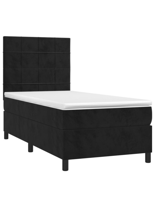 Box spring postel s matrací a LED černá 80 x 200 cm samet