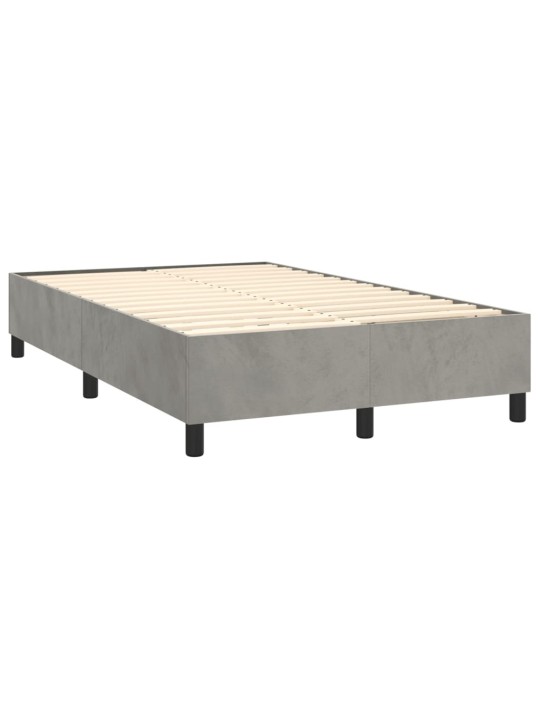 Box spring postel s matrací a LED světle šedá 120x200 cm samet