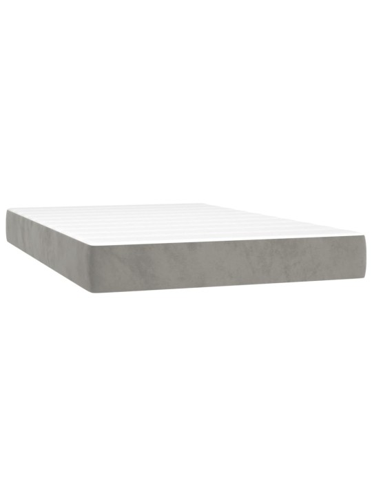 Box spring postel s matrací a LED světle šedá 120x200 cm samet