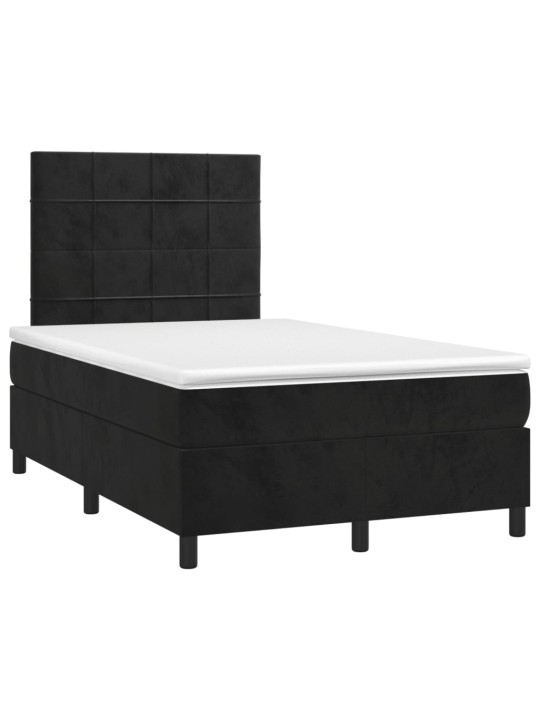 Box spring postel s matrací a LED černá 120x200 cm samet