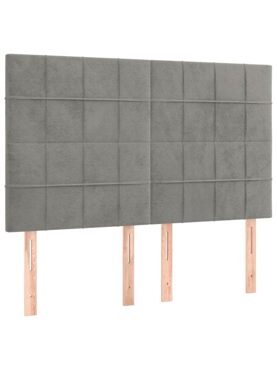 Box spring postel s matrací a LED světle šedá 140x190 cm samet