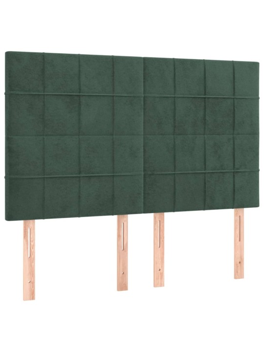 Box spring postel s matrací a led tmavě zelená 140x190 cm samet