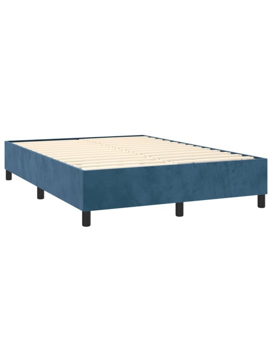 Box spring postel s matrací a led tmavě modrá 140x190 cm samet