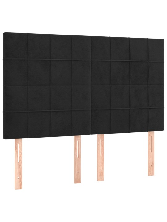 Box spring postel s matrací a led černá 140x200 cm samet