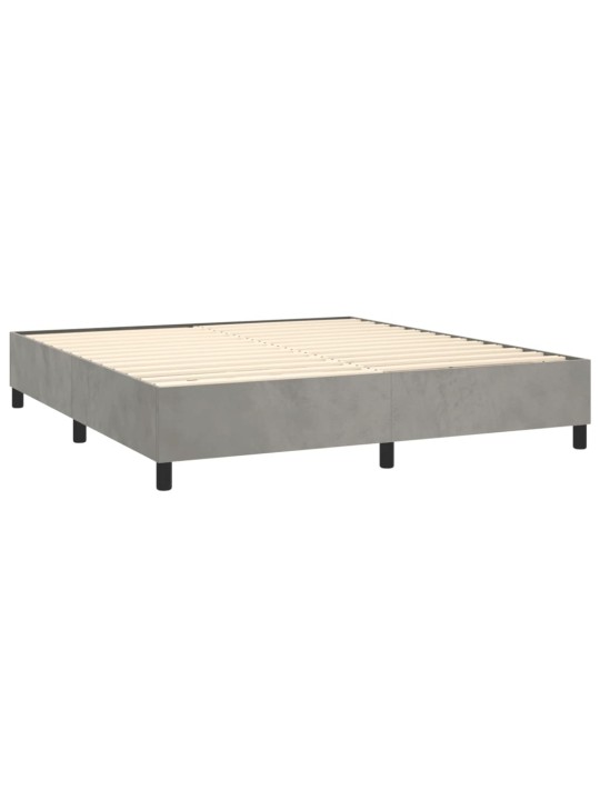 Box spring postel s matrací a LED světle šedá 160x200 cm samet