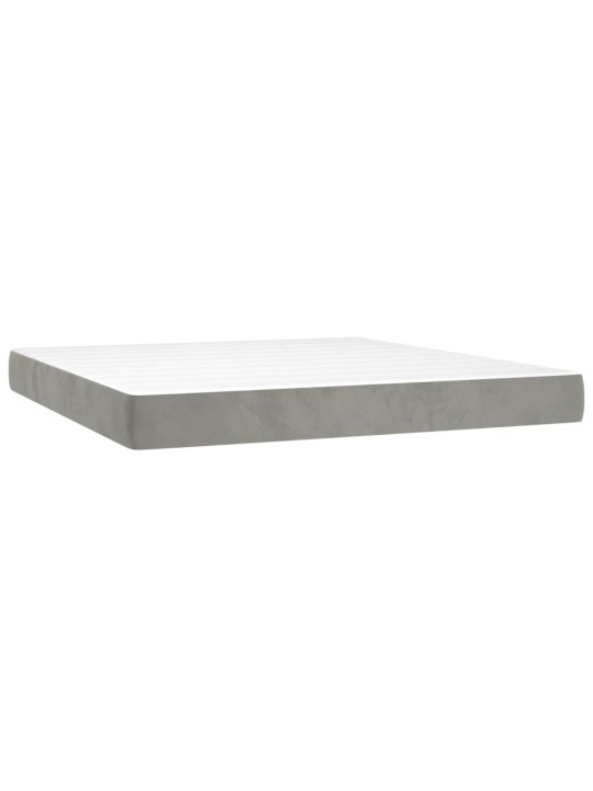 Box spring postel s matrací a LED světle šedá 160x200 cm samet