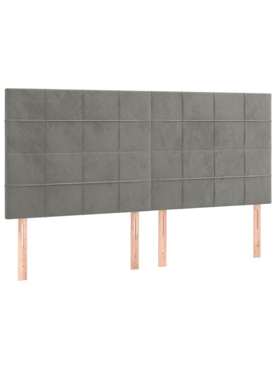 Box spring postel s matrací a LED světle šedá 160x200 cm samet