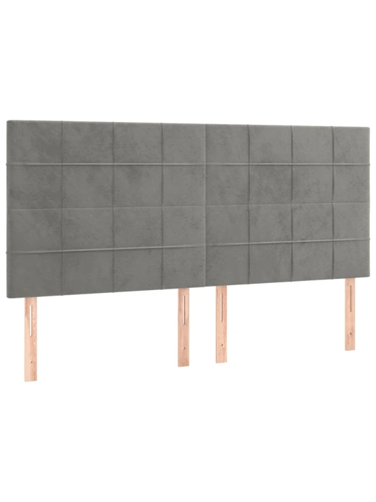 Box spring postel s matrací a LED světle šedá 160x200 cm samet