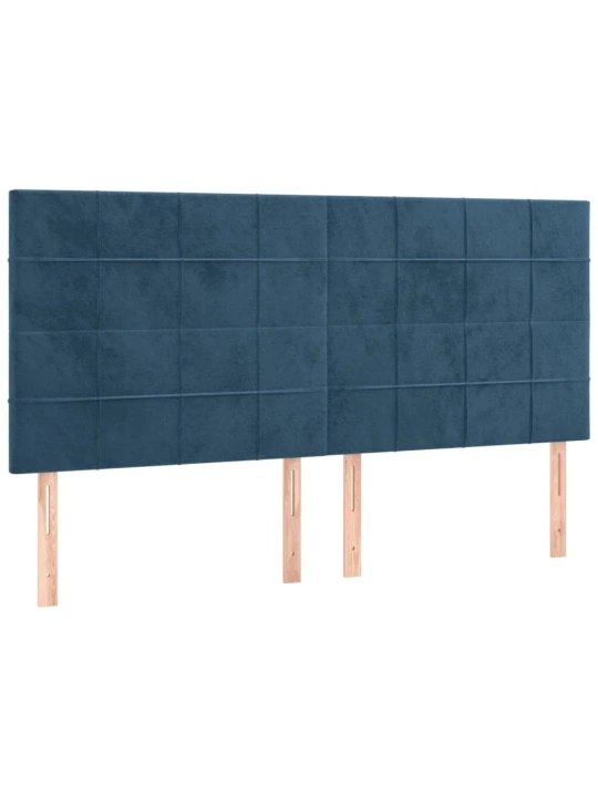 Box spring postel s matrací a led tmavě modrá 160x200 cm samet