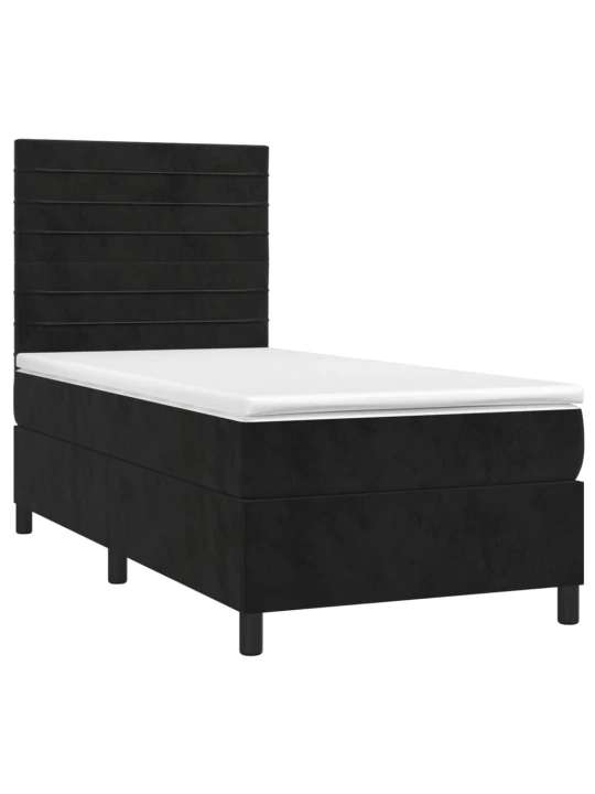 Box spring postel s matrací a LED černá 80 x 200 cm samet