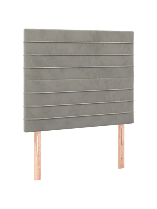 Box spring postel s matrací a LED světle šedá 90x200 cm samet