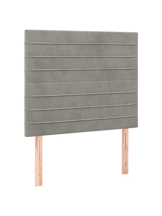 Box spring postel s matrací a LED světle šedá 100x200 cm samet