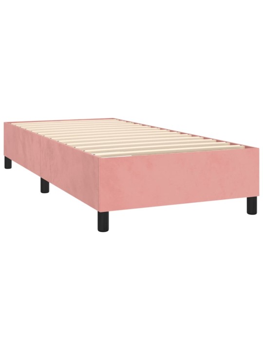 Box spring postel s matrací a LED růžová 100x200 cm samet