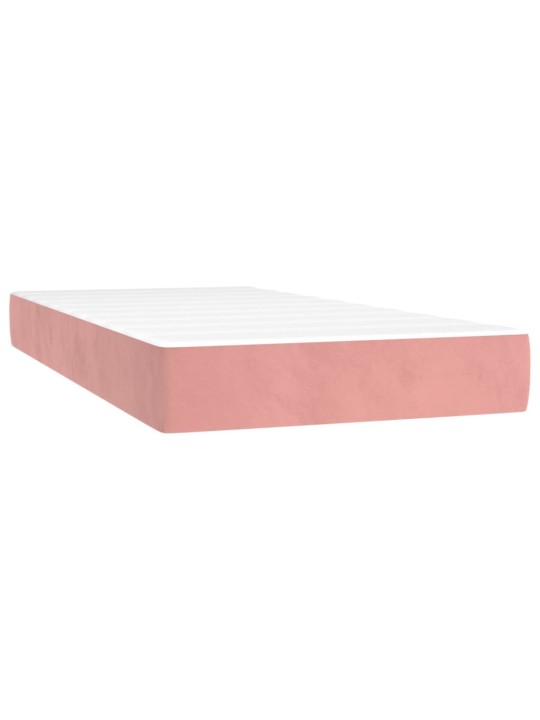 Box spring postel s matrací a LED růžová 100x200 cm samet
