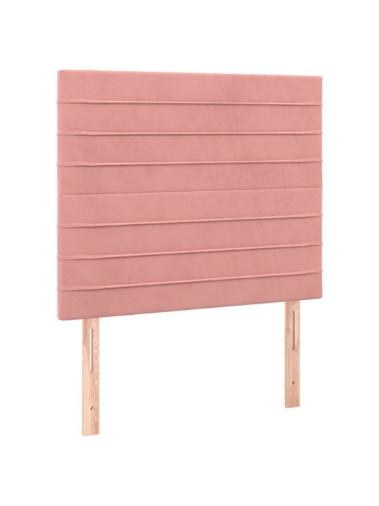 Box spring postel s matrací a LED růžová 100x200 cm samet