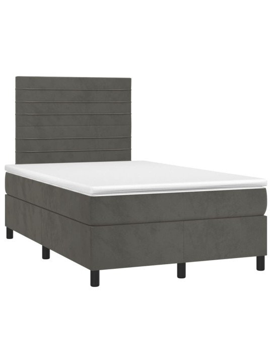 Box spring postel s matrací a LED tmavě šedá 120x200 cm samet