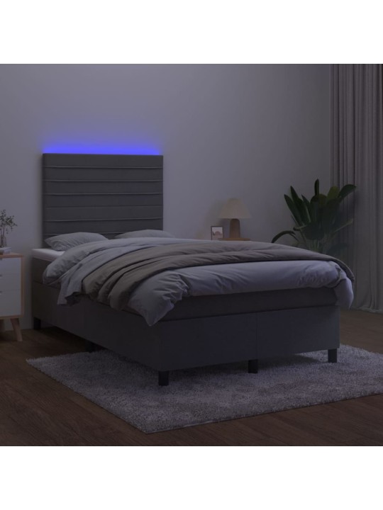 Box spring postel s matrací a LED tmavě šedá 120x200 cm samet