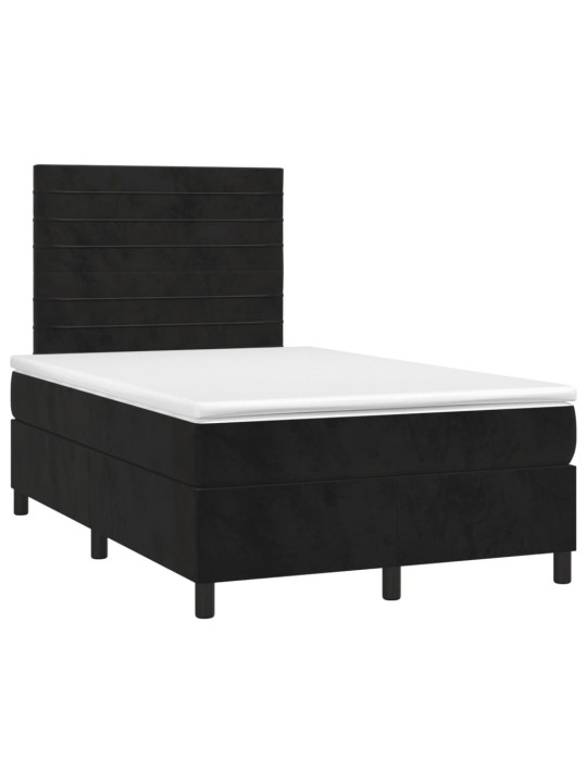 Box spring postel s matrací a LED černá 120x200 cm samet